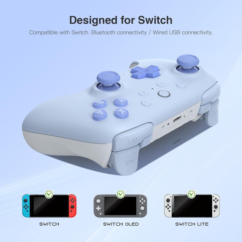 8Bitdo Ultimate 2C Bluetooth Controller (Hall Effect Joystick Update) - for Switch, with Remappable L4/R4 Bumpers, 6-axis Motion Control, Rumble Vibration and Turbo Function (Blue) - Image 4